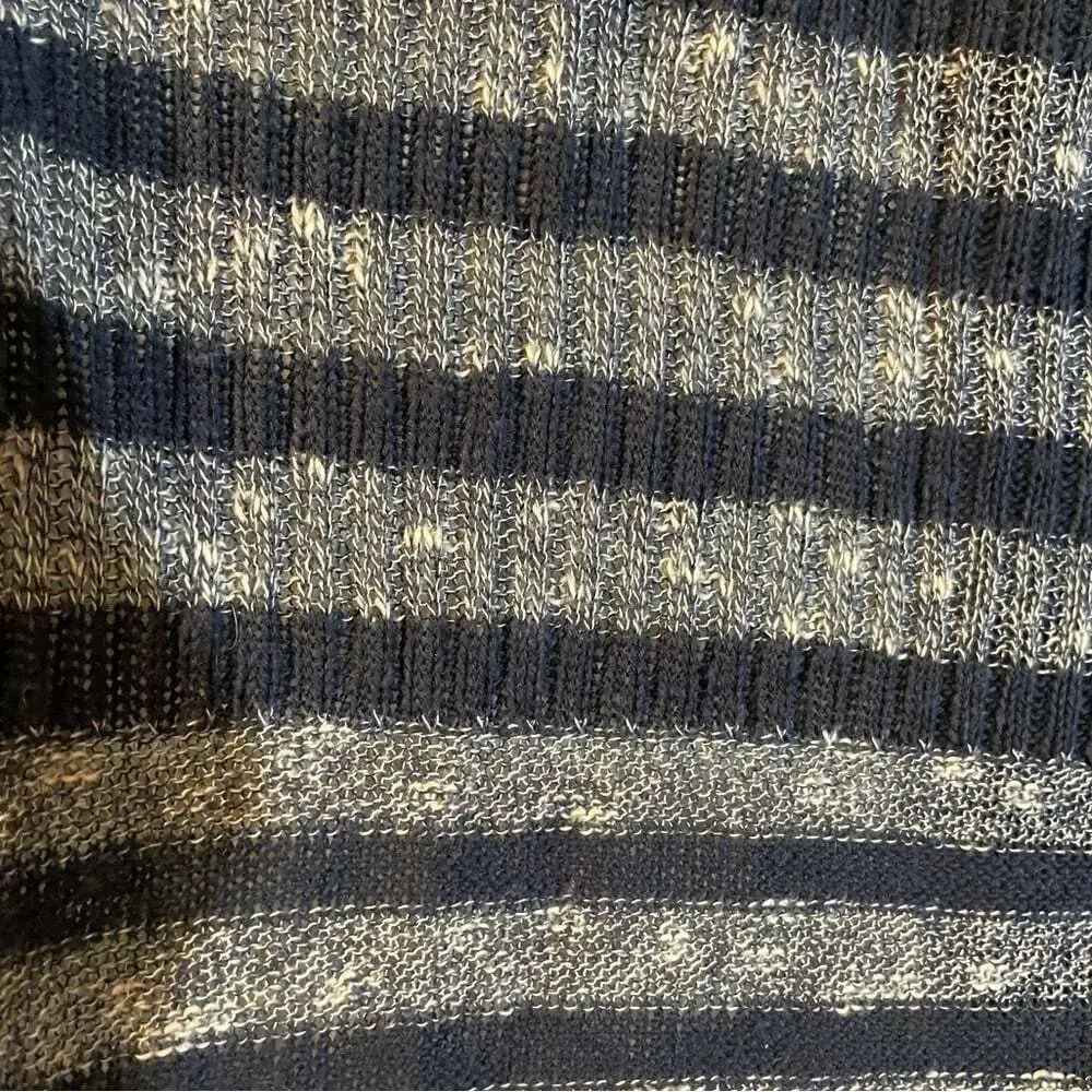 Free People Blue and Gray Striped Long Cardigan Sweater